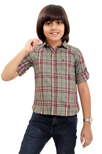 Bearberry Kids Yarn-Dyed Cotton Check Shirt – Premium Soft Comfort