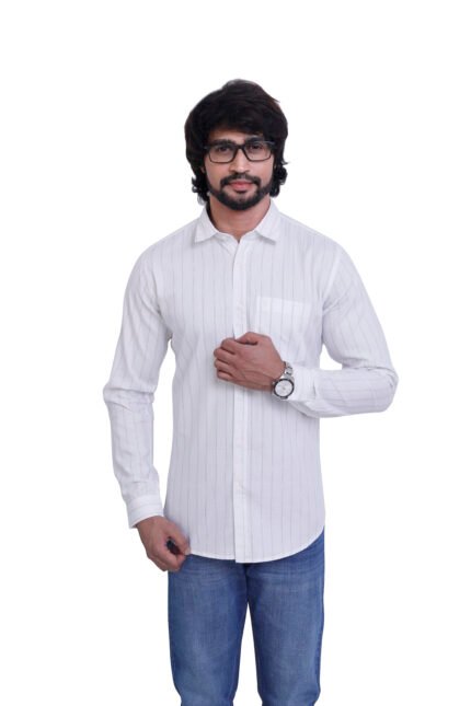 Bearberry White Textured Cotton Shirt – 100% Pure Cotton | Slim Fit Premium Formal & Smart Casual Wear