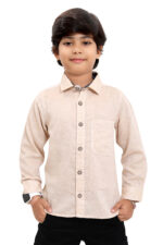 Bearberry Kids Premium 100% Cotton Solid Shirt – Soft Comfort Casual Wear (Beige)