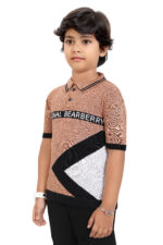 Bearberry Kids 100% Cotton Yarn-Dyed Polo T-Shirt – Premium Direct Yarn Knit (Beige and Black) - Image 4