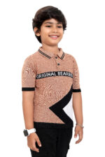 Bearberry Kids 100% Cotton Yarn-Dyed Polo T-Shirt – Premium Direct Yarn Knit (Beige and Black) - Image 5