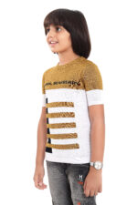 Bearberry Kids Premium 100% Cotton Yarn-Dyed Designer T-Shirt – Textured Knit Style (Brown and White) - Image 5