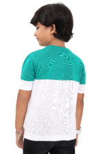 Bearberry Kids Premium 100% Cotton Yarn-Dyed Designer T-Shirt – Textured Knit Style (Light Blue and White) - Image 3