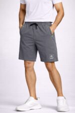 Bearberry Men’s Dry Fit Athletic Shorts – Lightweight Quick Dry Gym & Running Shorts (Light Gray)