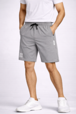 Bearberry Men’s 4-Way Lycra Stretch Shorts – Quick Dry Premium Gym & Activewear Shorts (Light Gray)