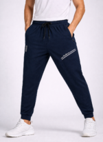 Bearberry Men’s 4-Way Lycra Joggers – Premium Stretch Dry Fit Track Pants (Navy Blue)