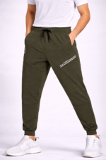 Bearberry Men’s 4-Way Lycra Joggers – Premium Stretch Dry Fit Track Pants (Olive Green)