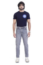 Bearberry Men's Light Grey Ankle Fit Stretch Denim Jeans | Mid Rise | Cotton Denim