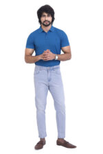 Bearberry Men's Ice Blue Ankle Fit Stretch Denim Jeans | Mid Rise | Cotton Denim