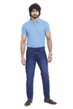 Bearberry Men's Mid Blue Ankle Fit Stretch Denim Jeans | Mid Rise | Cotton Denim
