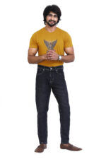 Bearberry Men's Dark Indigo Ankle Fit Stretch Denim Jeans | Mid Rise | Cotton Denim