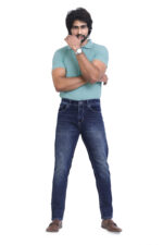 Men's Ankle Fit Stretch Jeans | Denim Cotton Twill | Mid Rise | Washed Blue