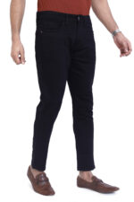 Bearberry Men's Black Ankle Fit Stretch Jeans | Mid Rise | Cotton Denim | Solid Black - Image 3