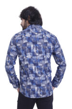 Bearberry Men’s 100% Cotton Printed Shirt – Full Sleeve Premium Casual Designer Shirt - Blue Abstract Print - Image 2