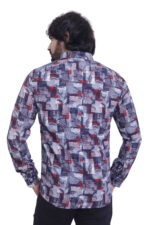 Bearberry Men’s 100% Cotton Printed Shirt – Full Sleeve Premium Casual Designer Shirt - Red Accent Abstract - Image 2