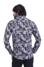 Bearberry Men’s 100% Cotton Printed Shirt – Full Sleeve Premium Casual Designer Shirt - Grey-Brown Abstract - Image 2