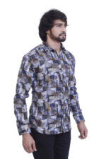 Bearberry Men’s 100% Cotton Printed Shirt – Full Sleeve Premium Casual Designer Shirt - Grey-Brown Abstract - Image 4