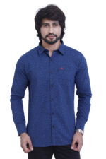Bearberry Men’s 100% Cotton Printed Shirt – Full Sleeve Premium Casual Shirt (Blue)
