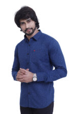 Bearberry Men’s 100% Cotton Printed Shirt – Full Sleeve Premium Casual Shirt (Blue) - Image 3