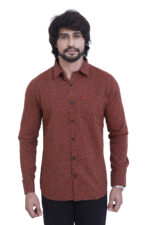 Bearberry Men’s 100% Cotton Printed Shirt – Full Sleeve Premium Casual Shirt (Red)