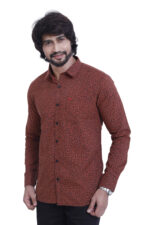 Bearberry Men’s 100% Cotton Printed Shirt – Full Sleeve Premium Casual Shirt (Red) - Image 3