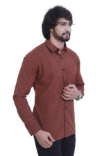 Bearberry Men’s 100% Cotton Printed Shirt – Full Sleeve Premium Casual Shirt (Red) - Image 4