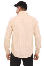 Men’s Premium Oxford Cotton Vertical Striped Full Sleeve Shirt – Peach & White - Image 4
