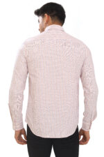 Bearberry Premium Oxford Cotton Striped Shirt – Soft Peach & Blue | 100% Cotton - Image 2