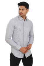 Bearberry Premium Oxford Cotton Striped Shirt – Classic Grey | 100% Cotton - Image 3