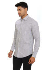 Bearberry Premium Oxford Cotton Striped Shirt – Classic Grey | 100% Cotton - Image 4
