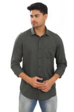 Bearberry Premium Tencel Cotton Shirt – Dark Olive Green Full Sleeve Shirt for Men
