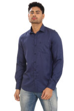 Bearberry Premium Satin Twill Shirt – Navy Blue Full Sleeve Shirt for Men