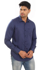 Bearberry Premium Satin Twill Shirt – Navy Blue Full Sleeve Shirt for Men - Image 3
