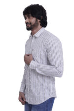 Bearberry White Striped Cotton Shirt – 100% Pure Cotton | Slim Fit Premium Casual & Office Wear Shirt for Men - Image 3