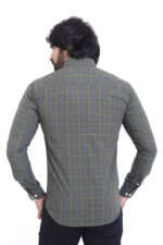 Bearberry Olive Green Check Cotton Shirt – 100% Pure Cotton | Slim Fit Premium Casual Shirt for Men - Image 2
