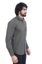 Bearberry Olive Green Check Cotton Shirt – 100% Pure Cotton | Slim Fit Premium Casual Shirt for Men - Image 4