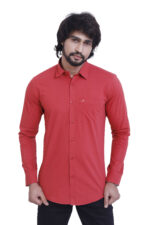 Bearberry Red Solid Cotton Shirt – 100% Pure Cotton | Slim Fit Premium Casual & Party Wear Shirt for Men