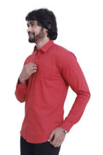 Bearberry Red Solid Cotton Shirt – 100% Pure Cotton | Slim Fit Premium Casual & Party Wear Shirt for Men - Image 3