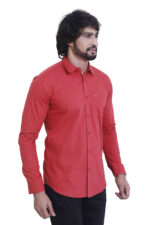 Bearberry Red Solid Cotton Shirt – 100% Pure Cotton | Slim Fit Premium Casual & Party Wear Shirt for Men - Image 4