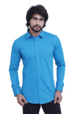 Bearberry Aqua Blue Solid Cotton Shirt – 100% Pure Cotton | Slim Fit Premium Casual & Smart Wear Shirt for Men