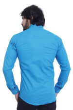 Bearberry Aqua Blue Solid Cotton Shirt – 100% Pure Cotton | Slim Fit Premium Casual & Smart Wear Shirt for Men - Image 2