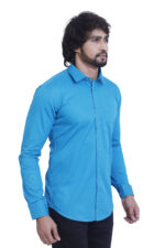 Bearberry Aqua Blue Solid Cotton Shirt – 100% Pure Cotton | Slim Fit Premium Casual & Smart Wear Shirt for Men - Image 4