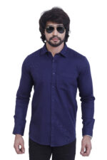 Bearberry Navy Blue Solid Cotton Shirt – 100% Pure Cotton | Slim Fit Premium Formal & Casual Shirt for Men
