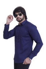 Bearberry Navy Blue Solid Cotton Shirt – 100% Pure Cotton | Slim Fit Premium Formal & Casual Shirt for Men - Image 3