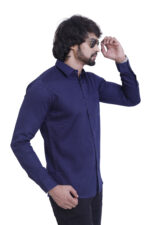 Bearberry Navy Blue Solid Cotton Shirt – 100% Pure Cotton | Slim Fit Premium Formal & Casual Shirt for Men - Image 4