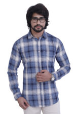 Bearberry Blue Check Cotton Shirt – 100% Pure Cotton | Slim Fit Premium Casual & Smart Wear