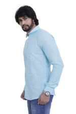 Bearberry Premium Sky Blue Check Cotton Shirt – 100% Pure Cotton | Slim Fit Casual & Smart Wear - Image 3