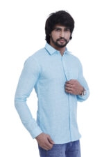 Bearberry Premium Sky Blue Check Cotton Shirt – 100% Pure Cotton | Slim Fit Casual & Smart Wear - Image 4