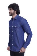 Bearberry Men’s 100% Cotton Blue Denim Shirt – Double Pocket Full Sleeve Casual Shirt - Image 3