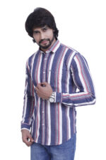 Bearberry Men’s Premium Cotton Multi-Stripe Shirt – Stylish Slim Fit Casual & Party Wear Shirt - Image 3